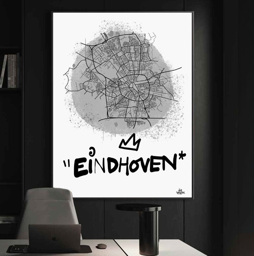 Stadsplattegrond poster van Eindhoven streetart stijl