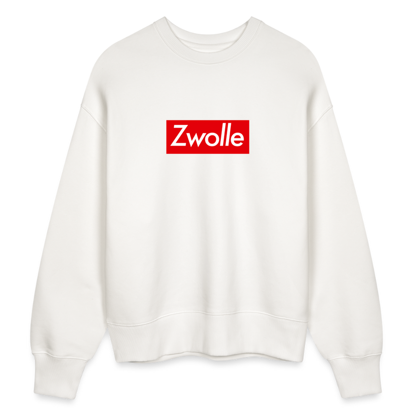 Zwolle trui. Uniseks oversize bio-sweater. - OFF WHITE