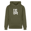 Witte letters Amsterdam trui. Uniseks bio-hoodie. - kakigroen