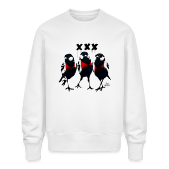 Three cool little birds Amsterdam Uniseks oversize bio-sweater - wit