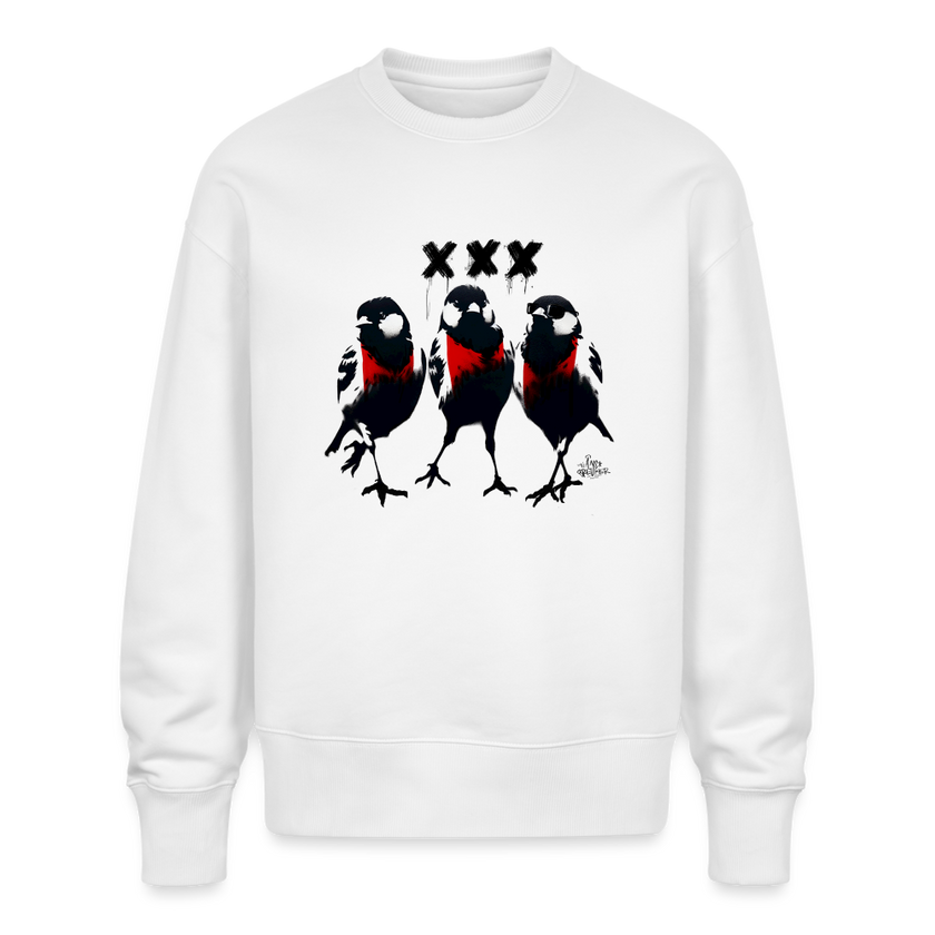 Three cool little birds Amsterdam Uniseks oversize bio-sweater - wit