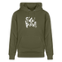 Witte letters Eindhoven trui. Uniseks bio-hoodie. - kakigroen