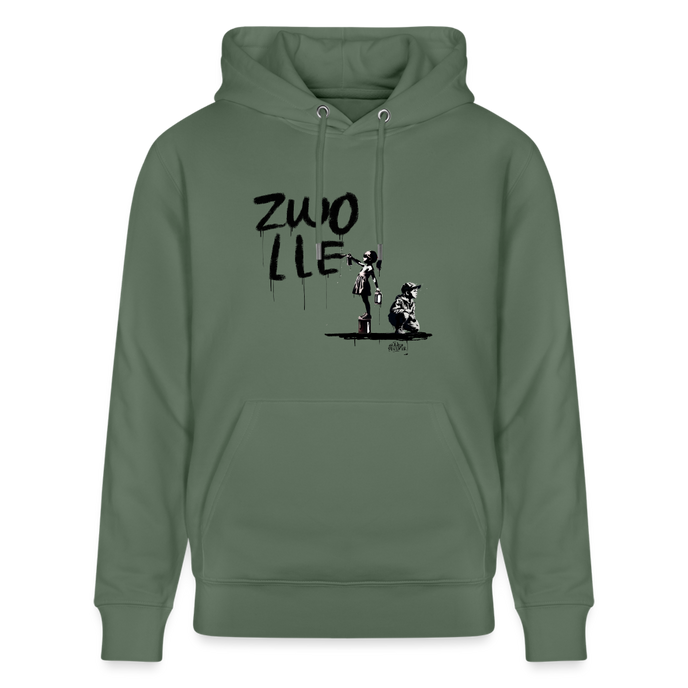 Boefjes Zwolle. Uniseks bio-hoodie. - dennengroen