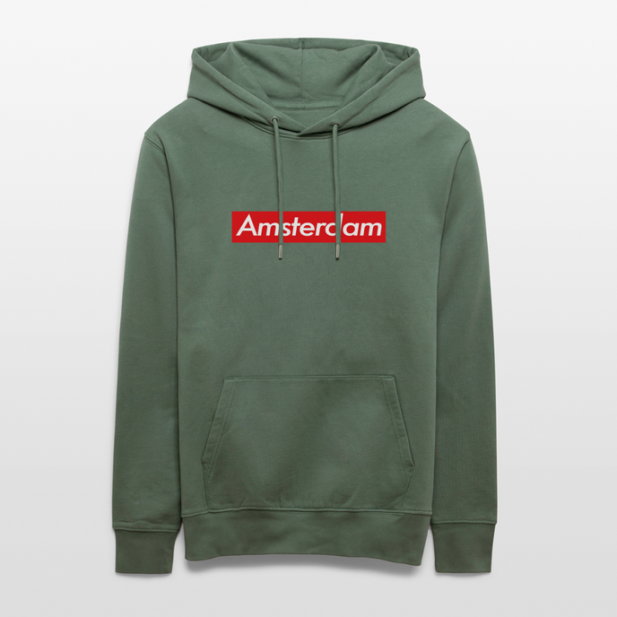 Amsterdam hoodie. Uniseks bio-hoodie. - dennengroen