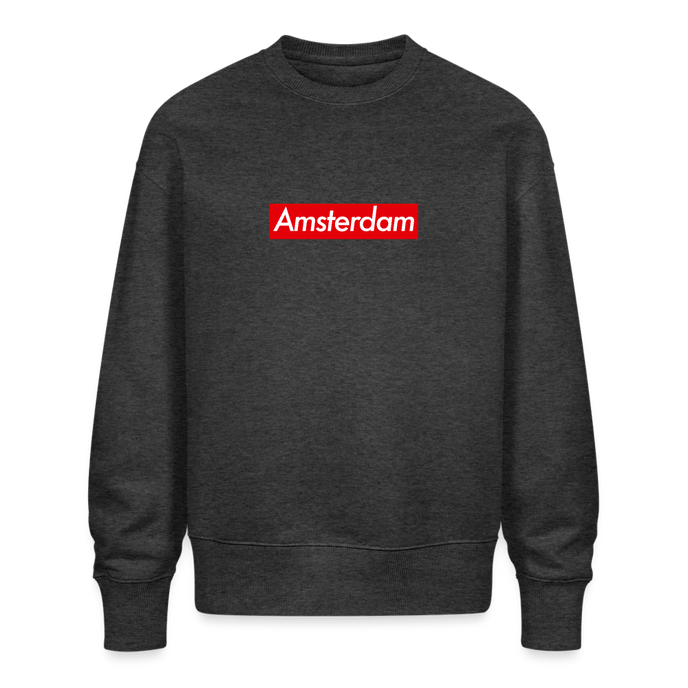 Amsterdam trui . Uniseks oversize bio-sweater . - donkergrijs gemêleerd