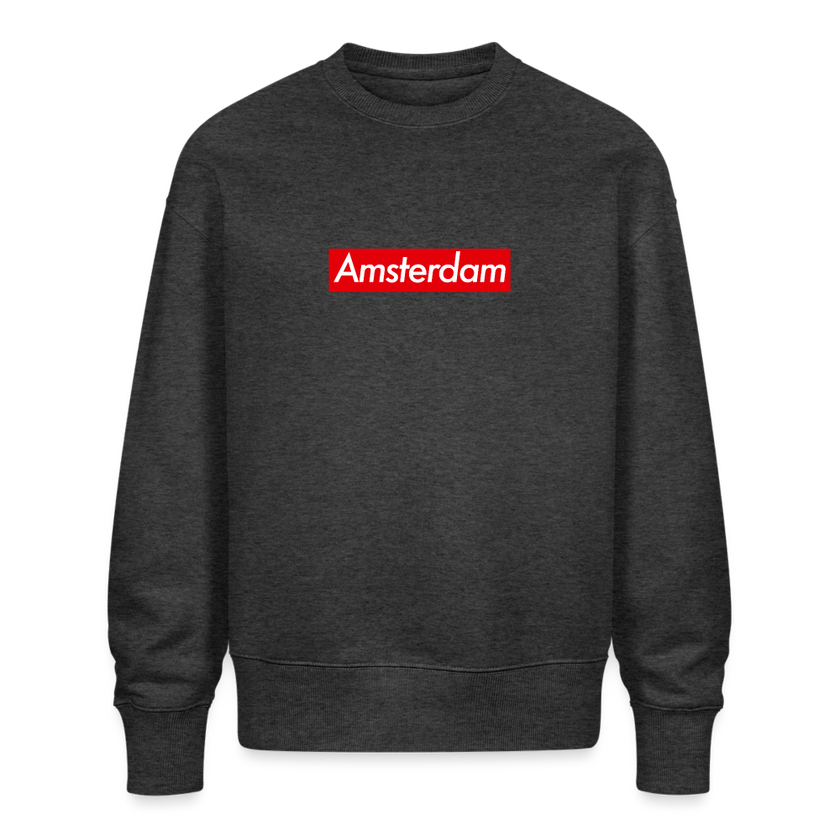 Amsterdam trui . Uniseks oversize bio-sweater . - donkergrijs gemêleerd