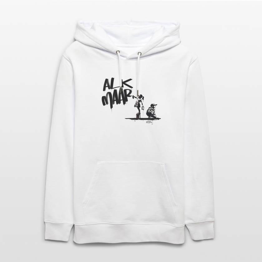 Boefjes Alkmaar. Uniseks bio-hoodie. - wit