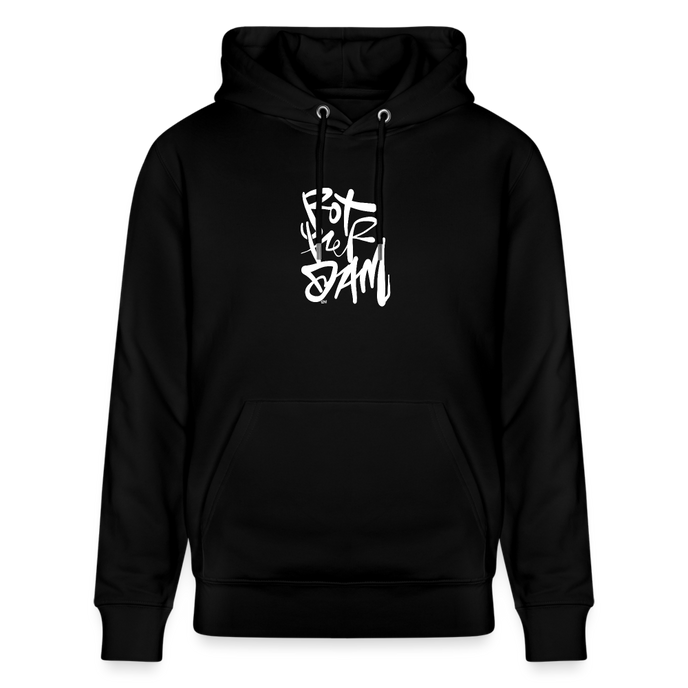 Witte letters Rotterdam trui. Uniseks bio-hoodie. - zwart