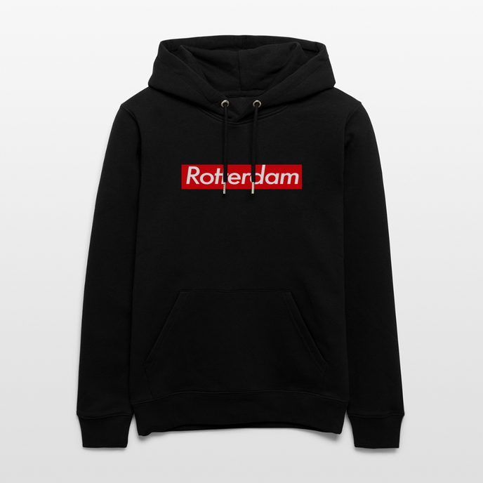 Rotterdam hoodie. Uniseks bio-hoodie. - zwart