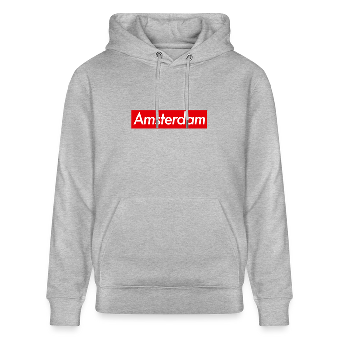 Amsterdam hoodie. Uniseks bio-hoodie. - grijs gemêleerd