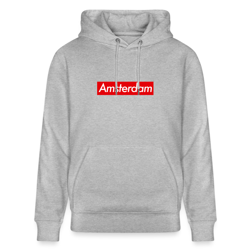 Amsterdam hoodie. Uniseks bio-hoodie. - grijs gemêleerd