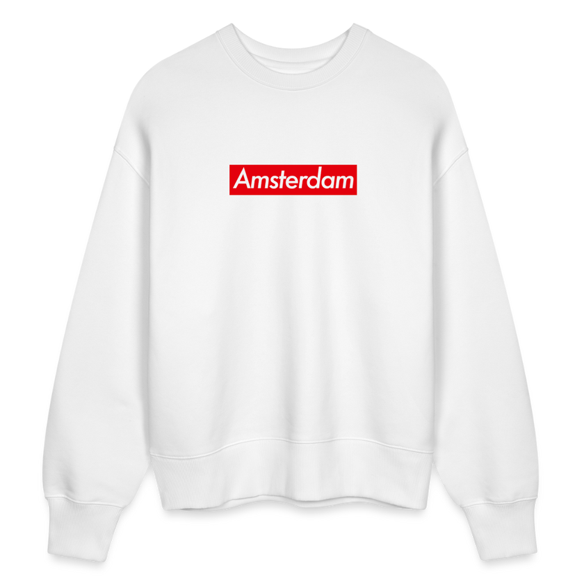 Amsterdam trui . Uniseks oversize bio-sweater . - wit