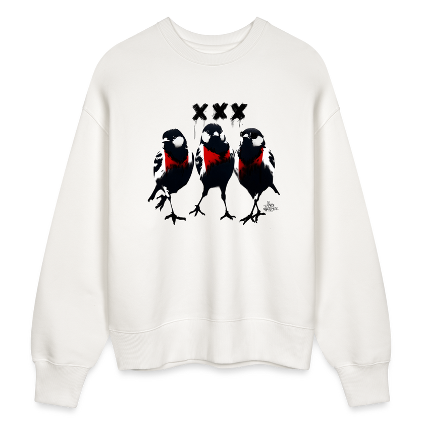 Three cool little birds Amsterdam Uniseks oversize bio-sweater - OFF WHITE