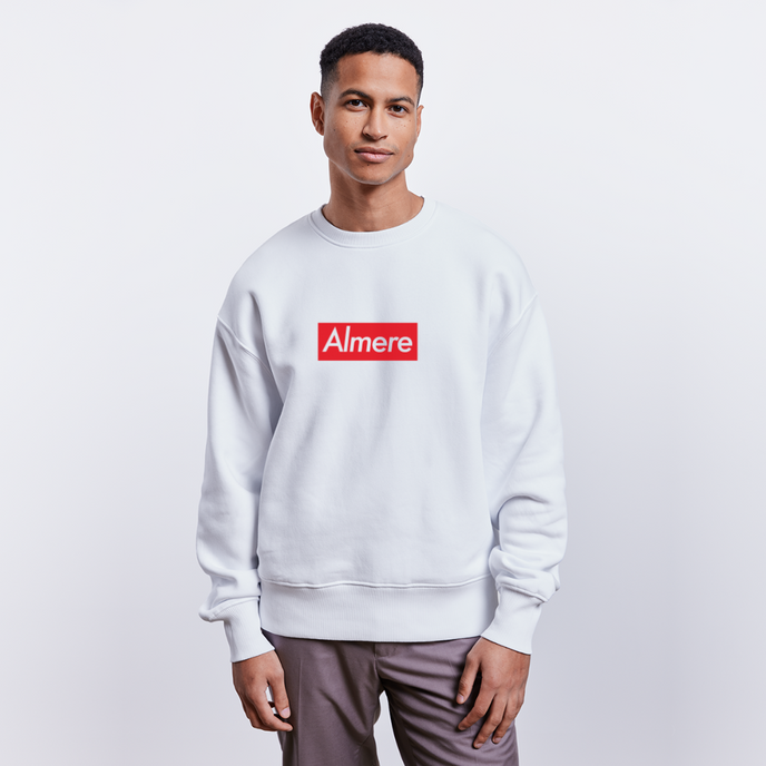 Almere trui. Uniseks oversize bio-sweater. - wit