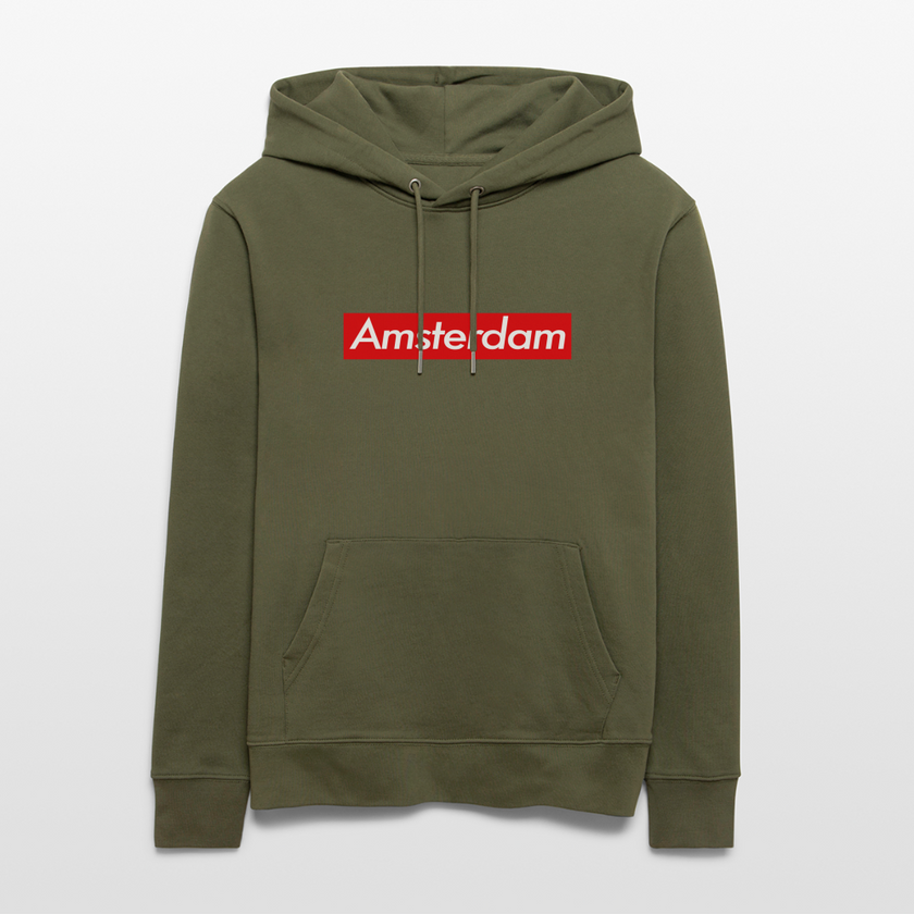 Amsterdam hoodie. Uniseks bio-hoodie. - kakigroen