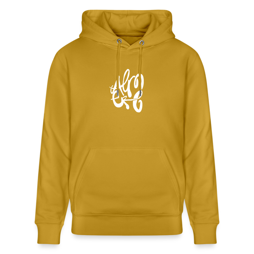 Witte letters Almere trui. Uniseks bio-hoodie. - oker