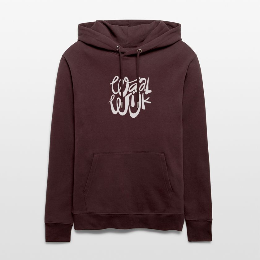 Witte letters Waalwijk hoodies. Uniseks bio-hoodie. - maroon