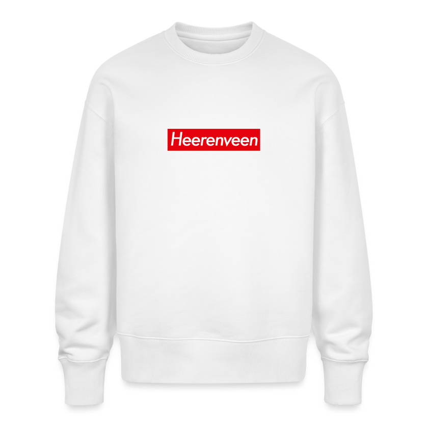 Heerenveen trui. Uniseks oversize bio-sweater. - wit