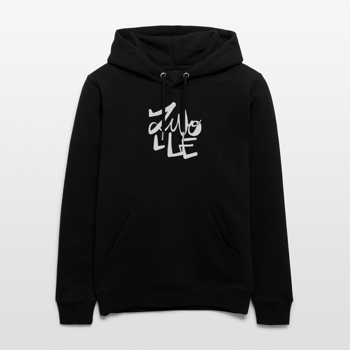 Witte letters Zwolle hoodie. Uniseks bio-hoodie. - zwart