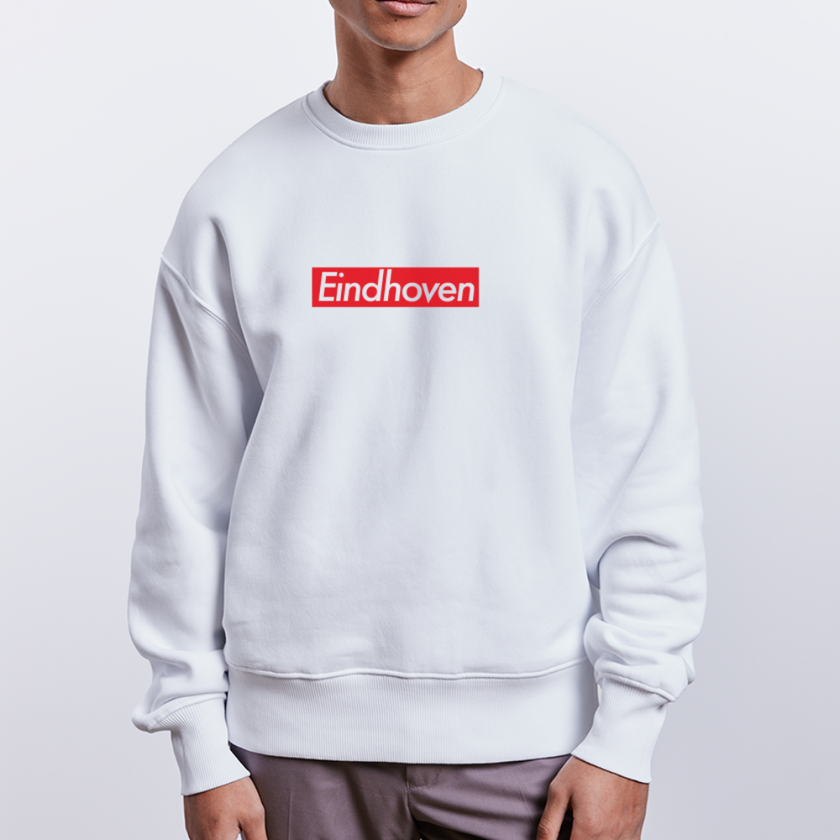 Eindhoven trui . Uniseks oversize bio-sweater. - wit