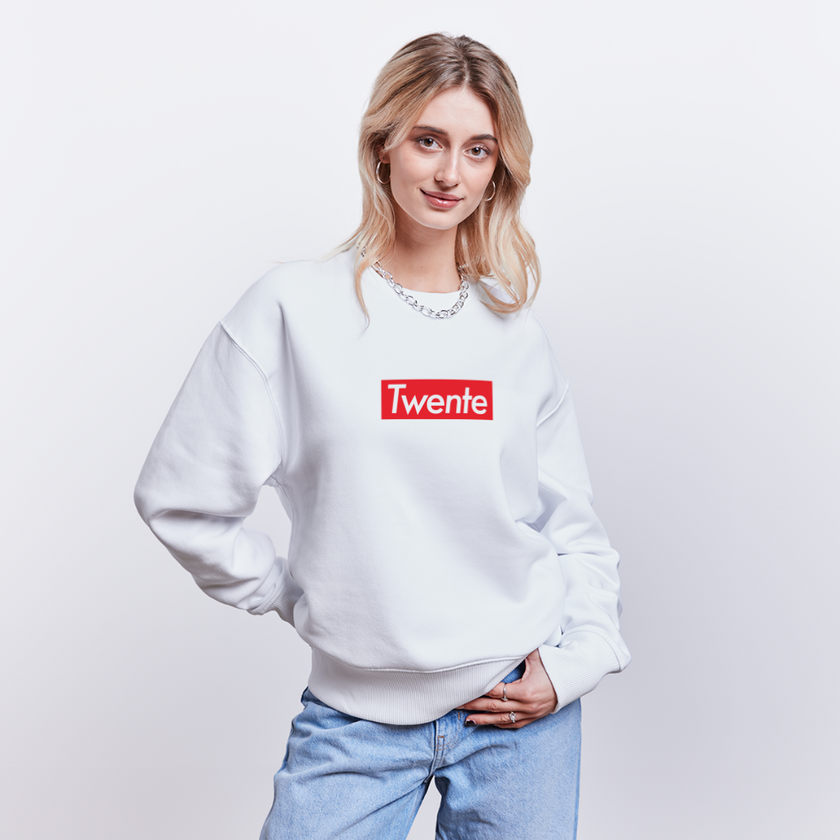 Twente trui. Uniseks oversize bio-sweater. - wit