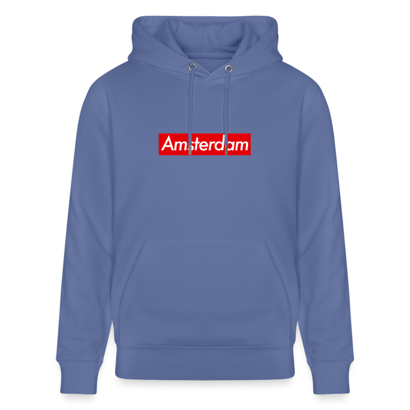 Amsterdam hoodie. Uniseks bio-hoodie. - blauw