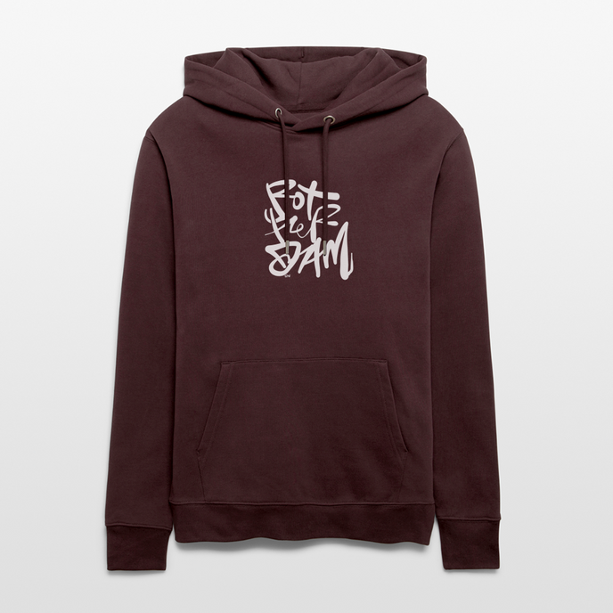 Witte letters Rotterdam trui. Uniseks bio-hoodie. - maroon