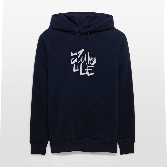 Witte letters Zwolle hoodie. Uniseks bio-hoodie. - marine