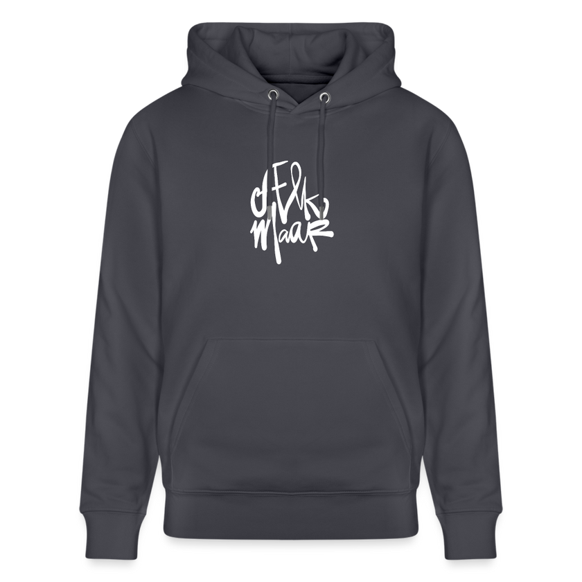 Witte letters Alkmaar trui. Uniseks bio-hoodie. - indigo