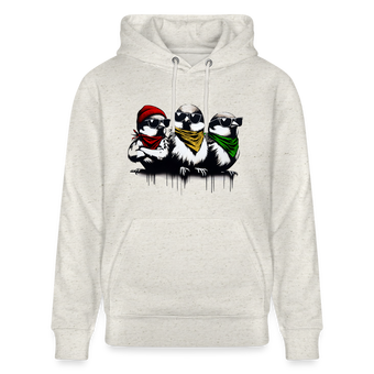 Three bad #ass little birds, bob Marley Amsterdam Uniseks bio-hoodie - beige gemêleerd