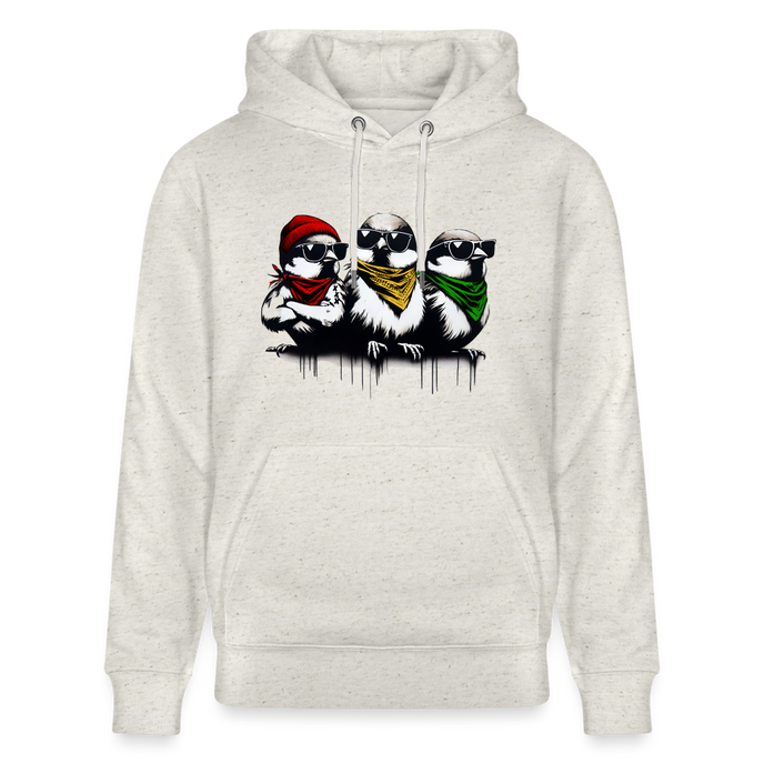 Three bad #ass little birds, bob Marley Amsterdam Uniseks bio-hoodie - beige gemêleerd