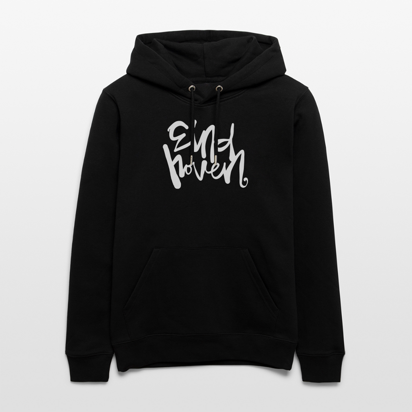 Witte letters Eindhoven trui. Uniseks bio-hoodie. - zwart