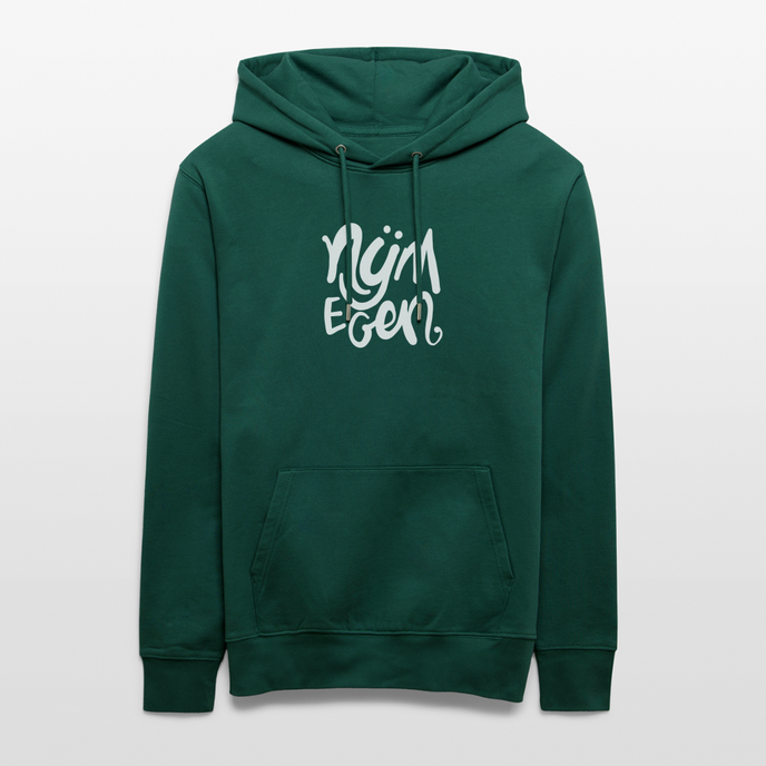 Witte letters Nijmegan trui. Uniseks bio-hoodie. - forest