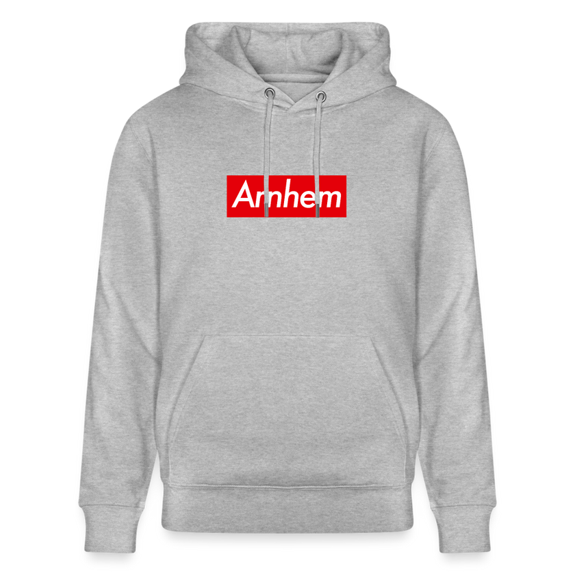 Arnhem hoodie. Uniseks bio-hoodie. - grijs gemêleerd