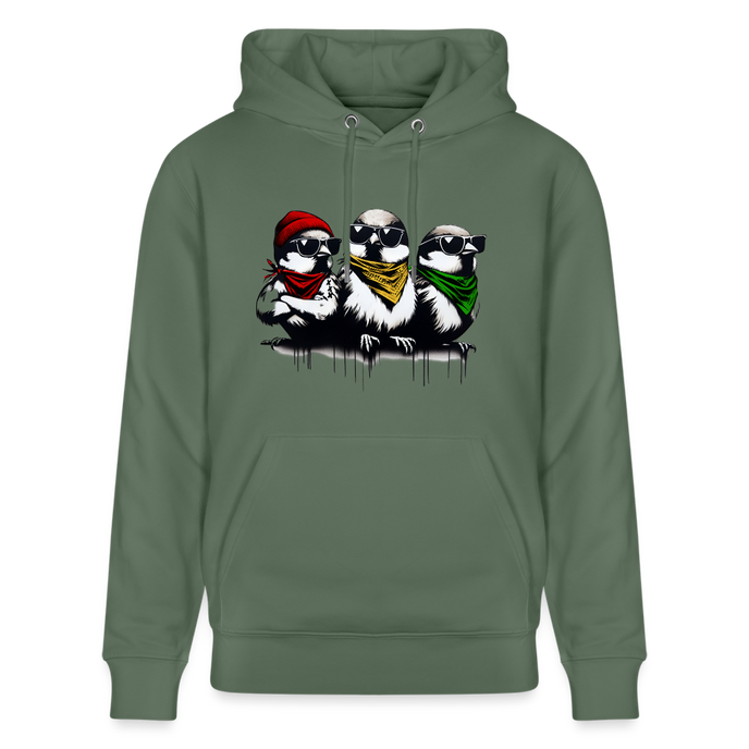 Three bad #ass little birds, bob Marley Amsterdam Uniseks bio-hoodie - dennengroen