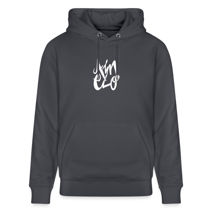 Witte letters Almelo trui. Uniseks bio-hoodie. - indigo