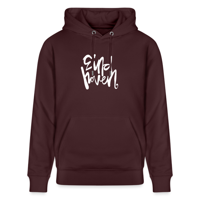 Witte letters Eindhoven trui. Uniseks bio-hoodie. - maroon