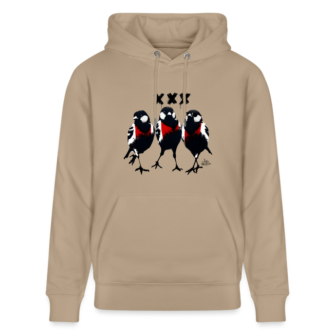 Three cool little birds. Amsterdam shirt. Uniseks bio-hoodie - beige