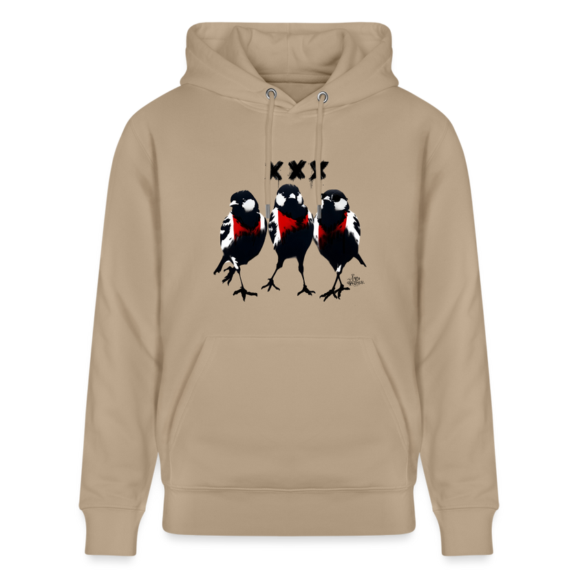 Three cool little birds. Amsterdam shirt. Uniseks bio-hoodie - beige