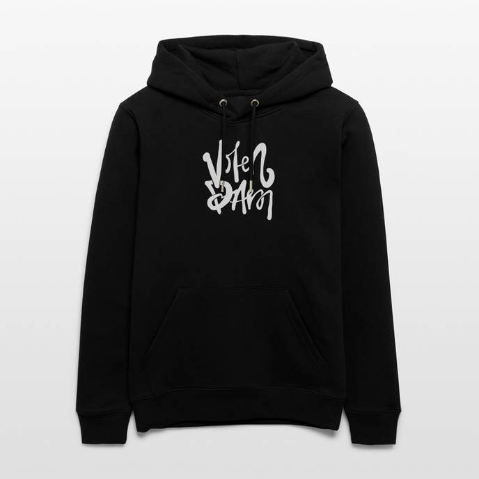 Witte letters Volendam hoodie. Uniseks bio-hoodie. - zwart