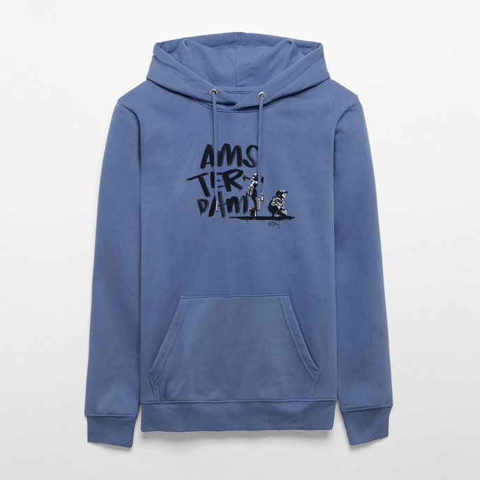 Boefjes Amsterdam. Uniseks bio-hoodie. - blauw