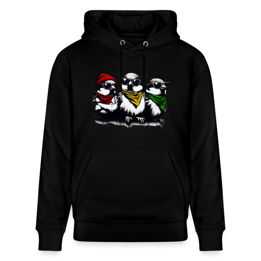 Three bad #ass little birds, bob Marley Amsterdam Uniseks bio-hoodie - zwart