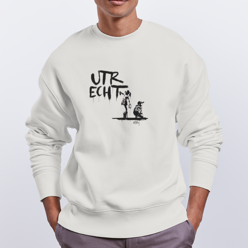 Boefjes Utrecht. Uniseks oversize bio-sweater. - OFF WHITE