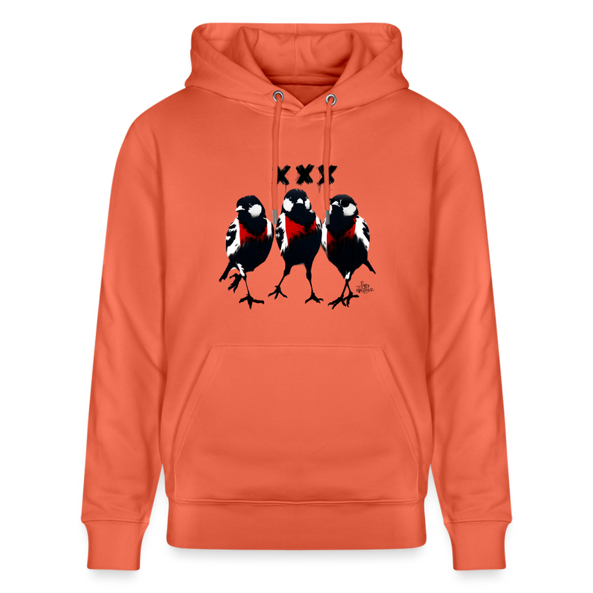 Three cool little birds. Amsterdam shirt. Uniseks bio-hoodie - lichtrood