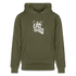 Witte letters Utrecht trui. Uniseks bio-hoodie. - kakigroen