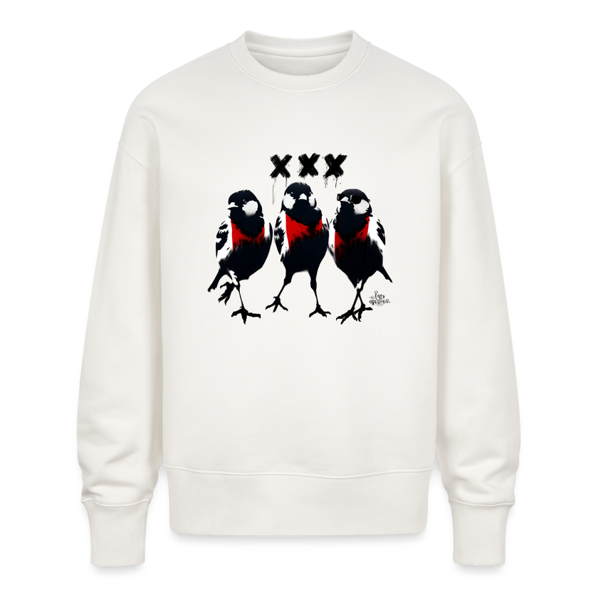 Three cool little birds Amsterdam Uniseks oversize bio-sweater - OFF WHITE