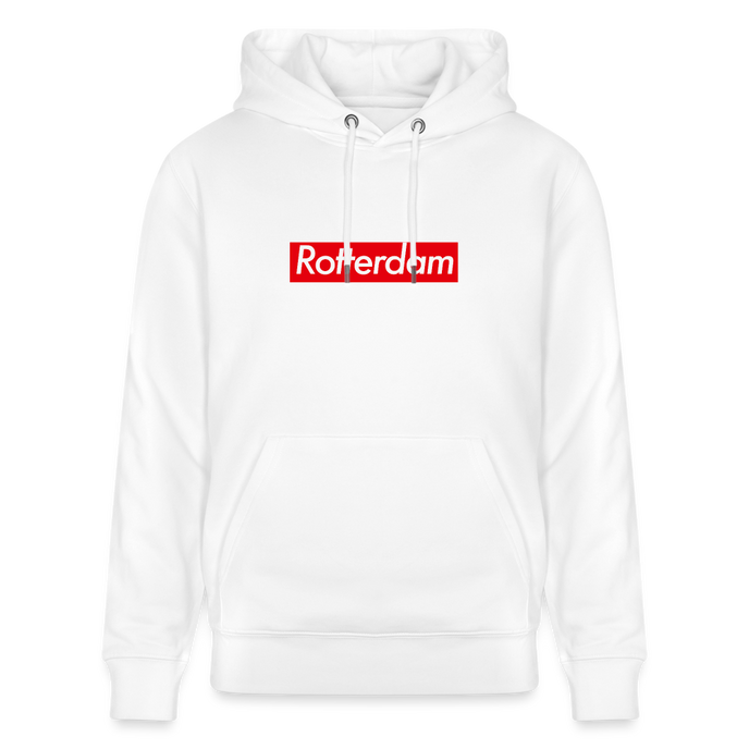 Rotterdam hoodie. Uniseks bio-hoodie. - wit