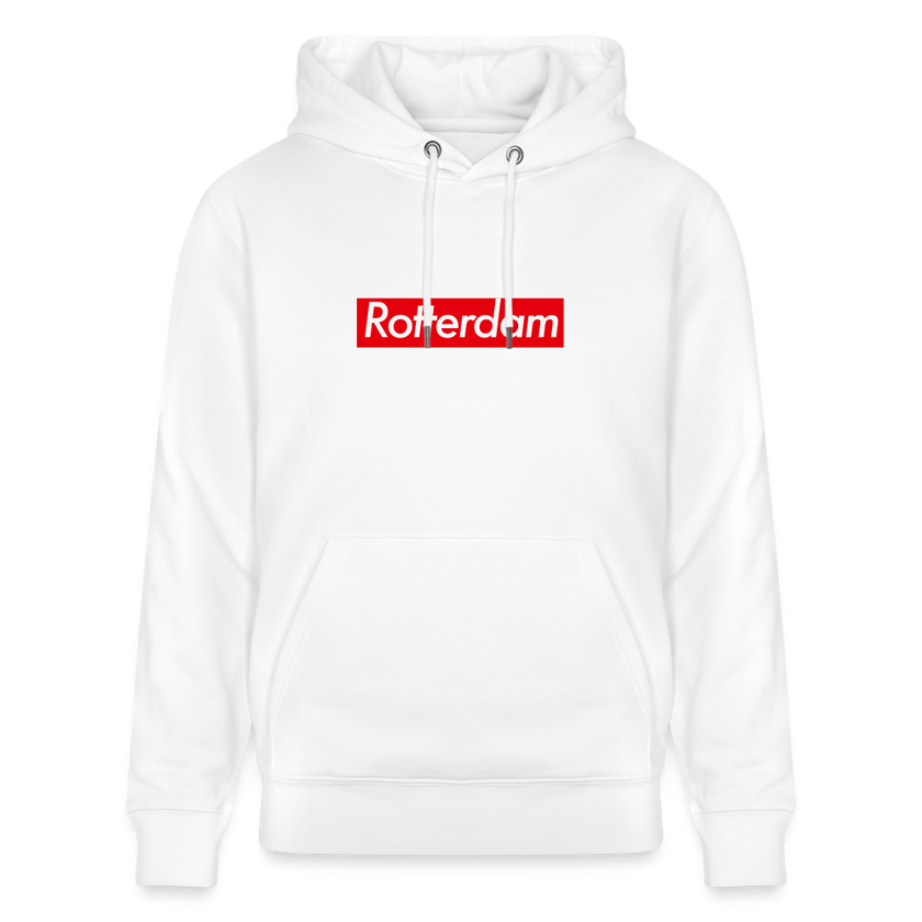 Rotterdam hoodie. Uniseks bio-hoodie. - wit