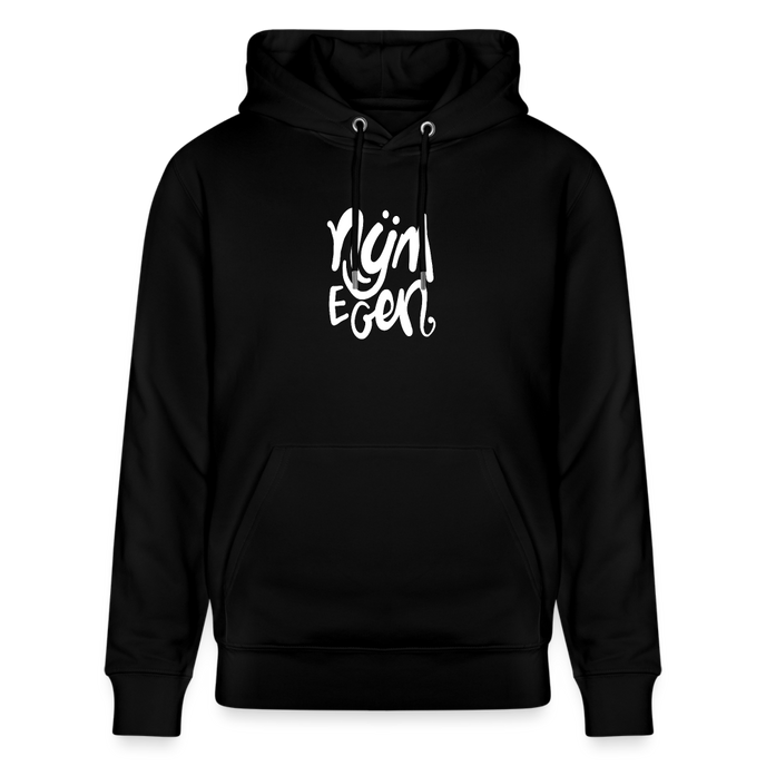 Witte letters Nijmegan trui. Uniseks bio-hoodie. - zwart