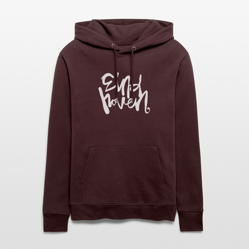 Witte letters Eindhoven trui. Uniseks bio-hoodie. - maroon